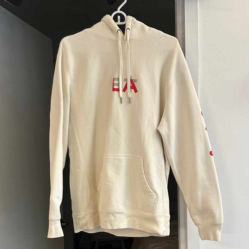 Japangeles Cream Hoodie with Red Accents